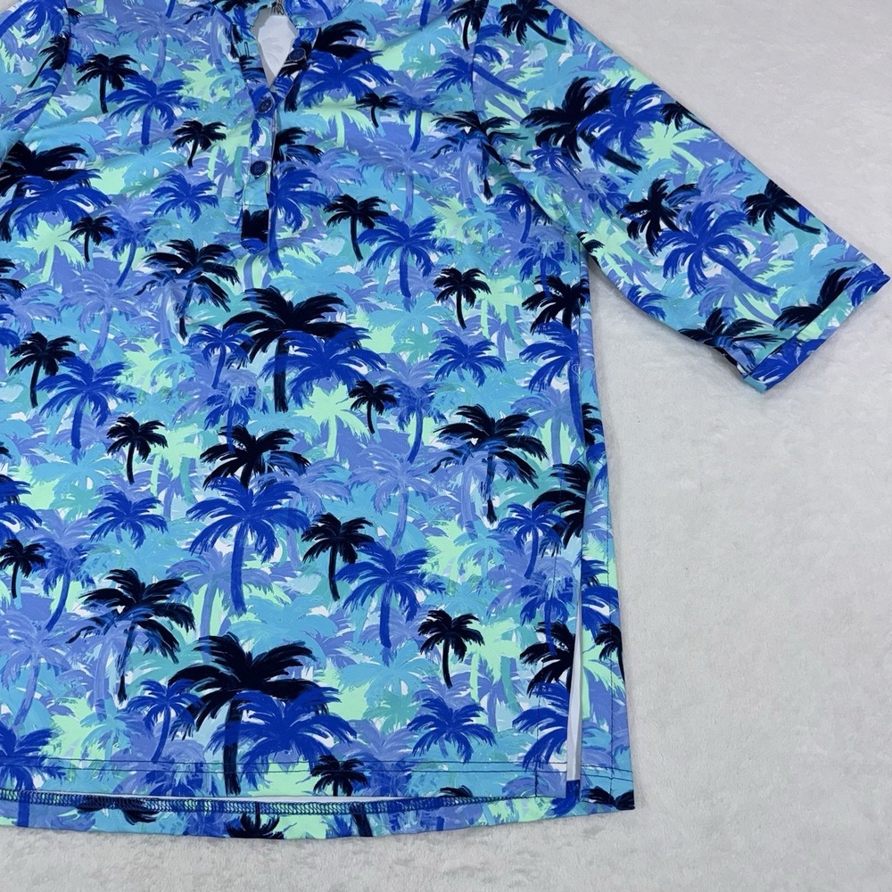 Lulu B V-NECK TRAVEL TUNIC Top Blue Palm Tree Print 3/4 Sleeve UPF 50+ Resort‎ - Picture 5 of 11